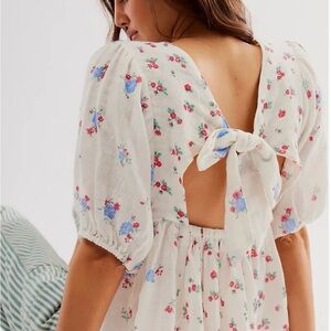 Free People Chloe Printed Top Tea Combo XS